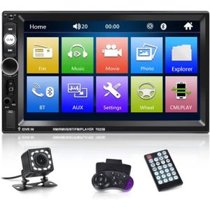 AUTORADIO Double Din Radio Supports Android-Iphone Mirror Link 2 Din 7 Inch Touch Display Car Radio With Bluetooth Hands-Free Kit-Dual [Q2741]