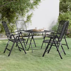 Ensemble table et chaise de jardin Ensemble table et chaises de jardin en métal maille anthracite - VIDAXL