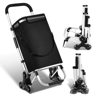 Chariot De Courses Pliable VidaXL - 35 L, Roues, Tissu Oxford Noir - Pour Shopping, Transport Léger