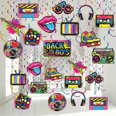 Déco Fête Années 90 - 32 Tourbillons à Suspendre Style Rétro Disco