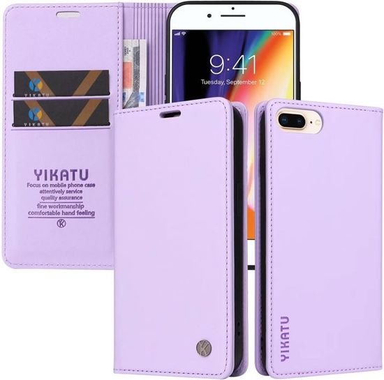 Portefeuille étui Pour IPhone 6 Plus/6S Plus - Cuir PU, 2 Fentes Cartes, Fermeture Magnétique, Noir