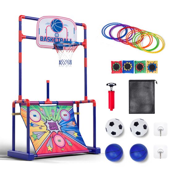 Jeu Basketball Électronique Double Panier Avec Tableau De Score - Panier Enfant 6 Balles, Hauteur Réglable, Cadeau Sportif Intérieur/Extérieur