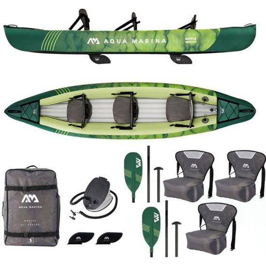 Kayak Aqua Marina Ripple 370 - Adulte - Vert - 2/3 places - 230 kg