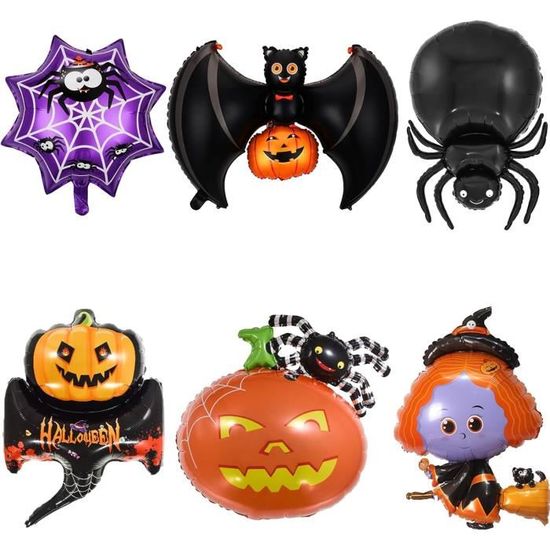 Mwpqbd Lot De 100 Ballons D'Halloween De 30,5 Cm + Gonfleur 1 Pièce Imprimée Citrouille, Chauve-souris, Fantôme, Araignée, Décoration De Bar, Atmosphère De Fête