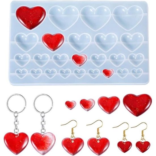 Moule Silicone Coeur Résine Époxy 6,96in - Ensemble Cadre Photo DIY Avec Base, Parfait Pour Bricolage Créatif Et Cadeaux Personnalisés