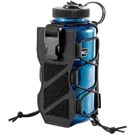 Lot De 2 Porte-bouteilles Souples Tactiques - Compatible MOLLE Pour Sac à Dos, Ceinture (Noir Et Kaki)