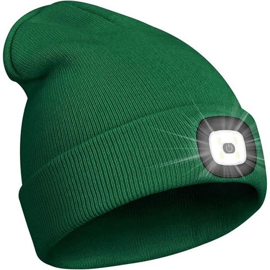 Bonnet Unisexe en Tricot Lumineux 4 LED avec lumière Rechargeable par