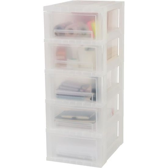 Tiroirs Empilables IRIS USA 7 Quart Blanc - Lot De 4 - Rangement Transparent Pour Placard Ou Bureau
