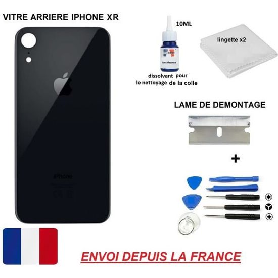 Vitre arrière iPhone XR Noir - Avec logo + Adhésif