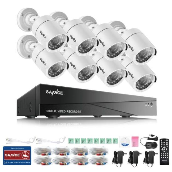 SANNCE Kit vidéo surveillance filaire extérieur 8CH 1080N DVR