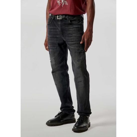 Jean slim noir homme KAPORAL Darko Denim ecologique Coton recycle Noir Cdiscount Pret a Porter