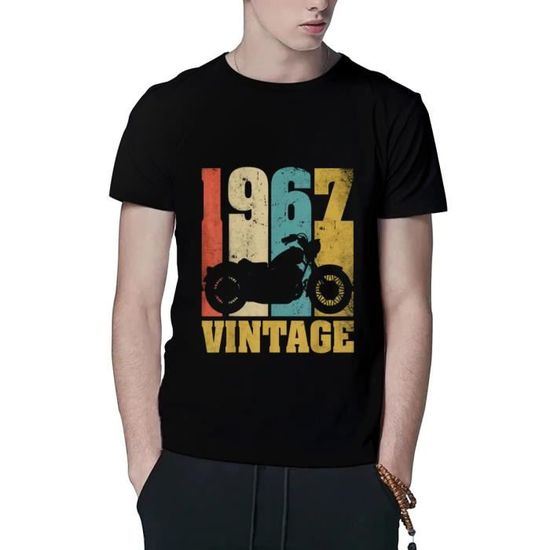 T Shirt Homme Humour 54 Anniversaire Cadeau Motard Biker Moto Vintage 1967 Noir Cdiscount Pret A Porter