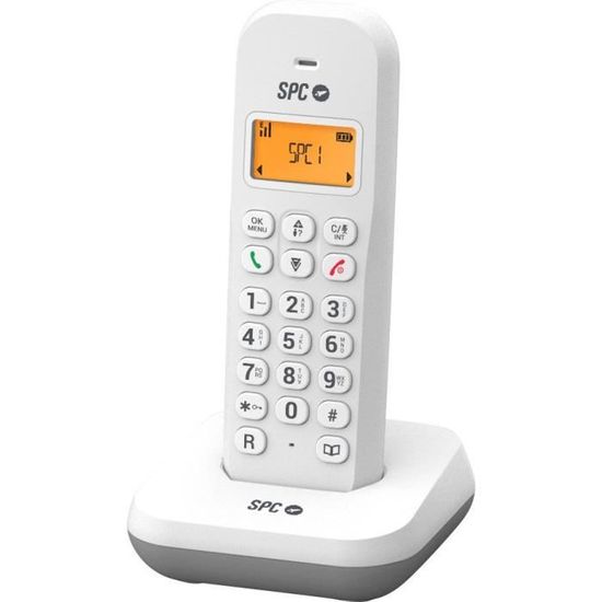 Téléphone Fixe Sans Fil SPC AIR - Écran éclairé, Identification Appelant, Répertoire 20 Contacts - Mode Muet, GAP, ECO - Noir
