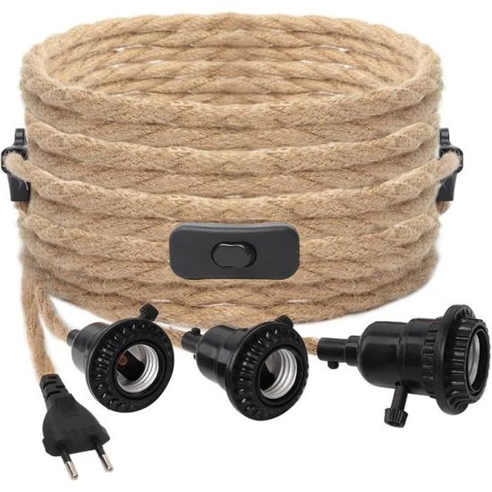 Suspension En Corde De Chanvre Lampe À Suspension Rétro Vintage E27 Lustre Antique Pour Salle A Manger Bar Restaurant Cafe 2m~p126677065