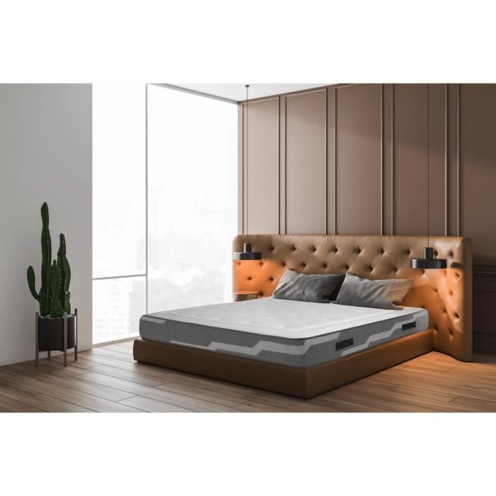 Matelas Select | 200x200cm avec 2 Oreillers au Carbone 70x40cm | Ressorts et mémoire | 26 cm