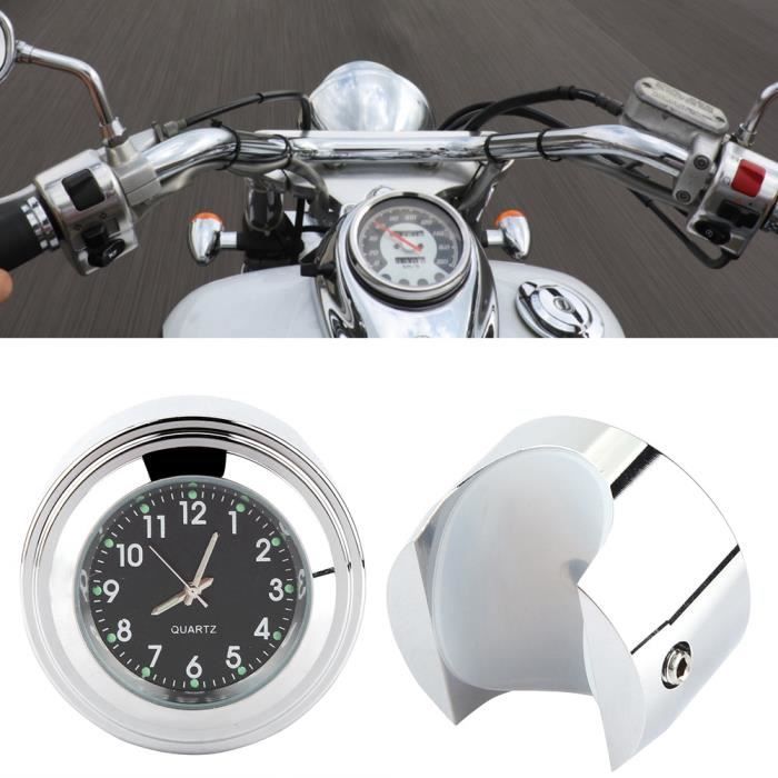 7/8 1 Horloge de guidon de moto Montre précise à chronomètre (noir)