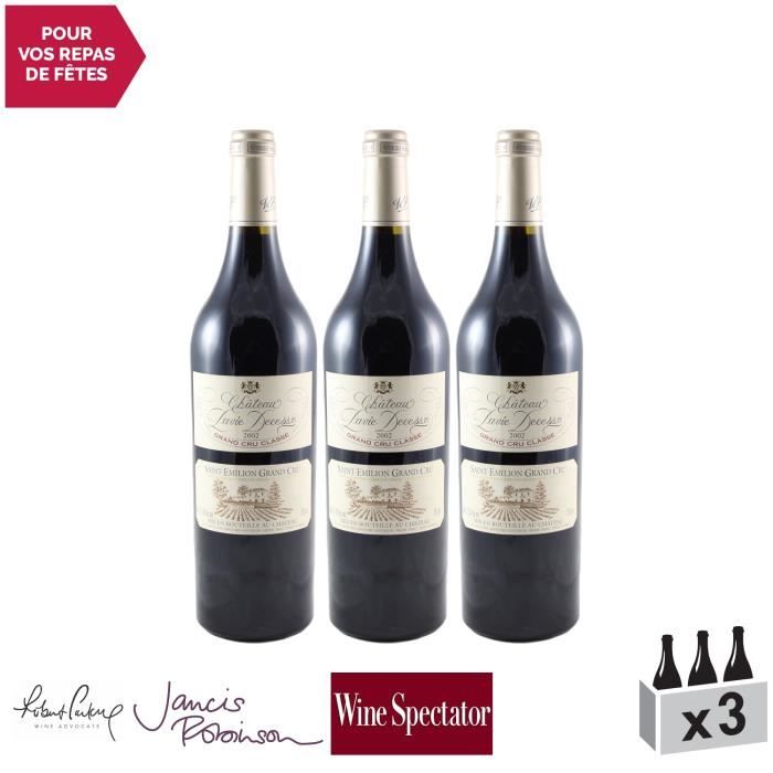 Château Pavie Decesse Rouge 2002 - Lot de 3x75cl - Appellation AOC Saint-Emilion Grand Cru - Vin Rouge de Bordeaux - 17-20 Jancis
