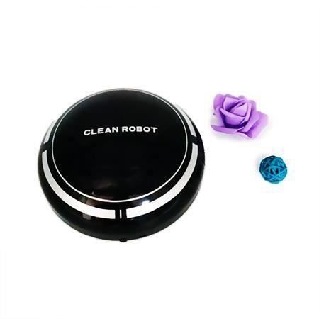 Mini Aspirateur Robot 2 en 1 Balayeuse Robot Nettoyeur de Sol Intelligent Automatique Rond Ultra-mince Rechargeable Noir MKK75