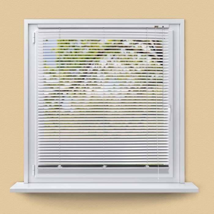 ECD Germany Store Vénitien Aluminium 100 x 220 cm - Blanc - Ailettes en aluminium - Protection visible,