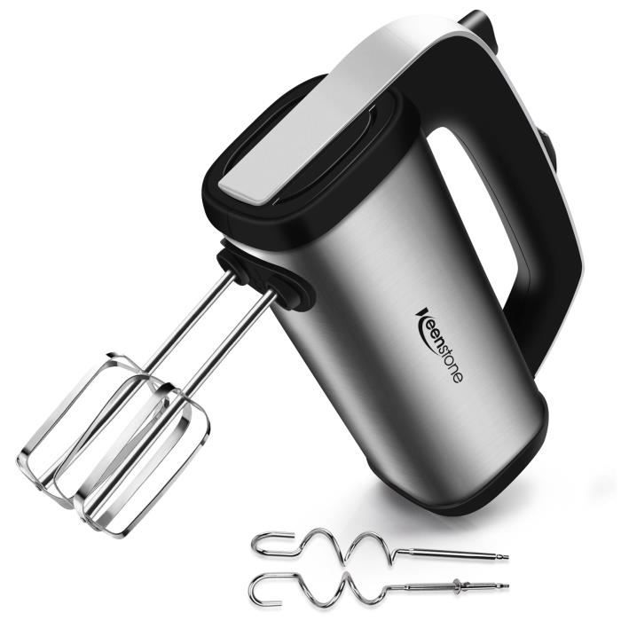 Batteur électrique cuisine, Batteur Mixeur 300W 5 Vitesses, Fouet électrique avec 2 Fouets Hélice, 2 Crochets Pétrin