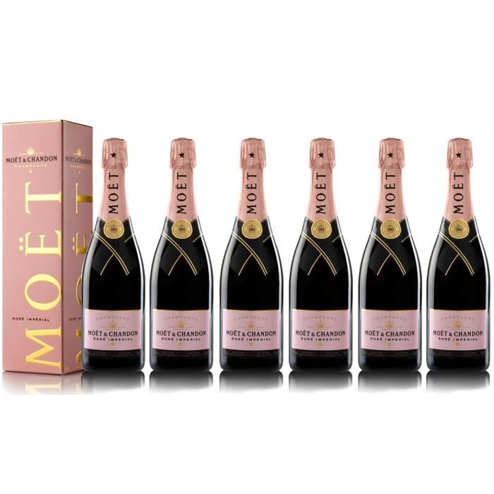 Lot 6 Champagnes Moët & Chandon Rosé Imperial 75cl avec étuis
