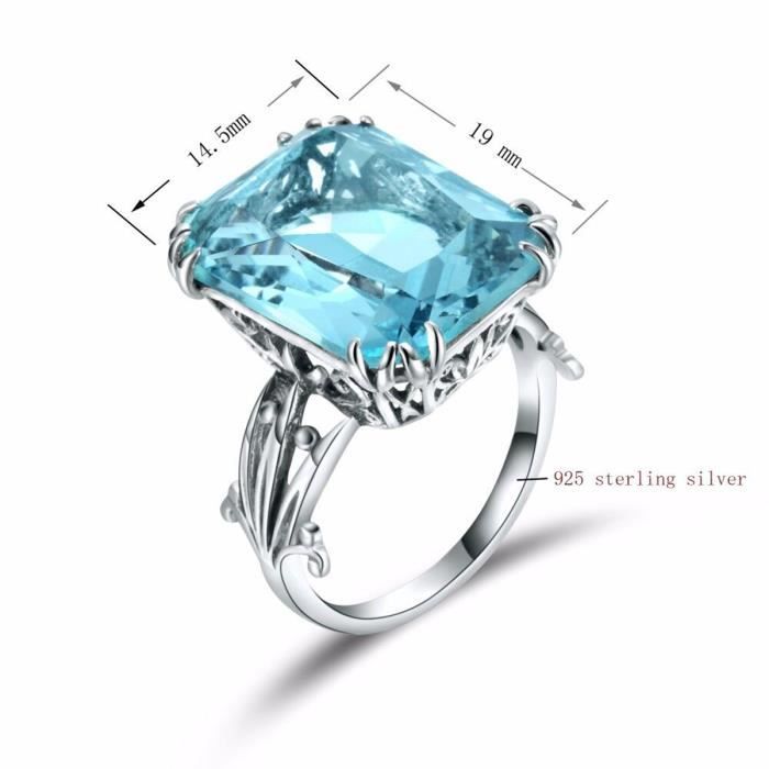 Bague Argent 925° et Aquamarine Bleu Femme SWAROVSKI ELEMENTS
