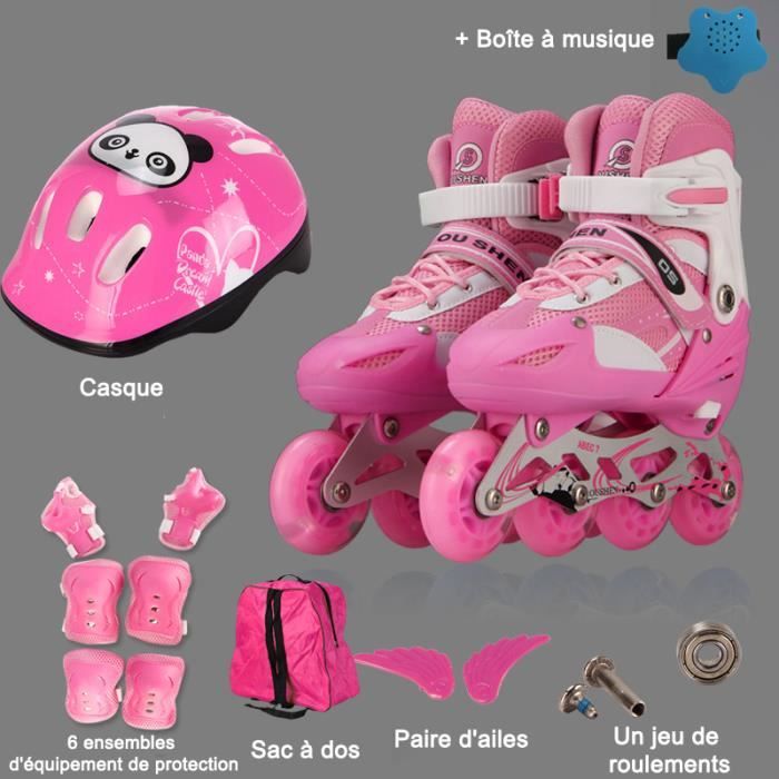 Rollers In Line Pour Enfants Roues LED Illuminées Patins à Roulettes Cadeaux 5 Pièces Avec Boîte à Musique
