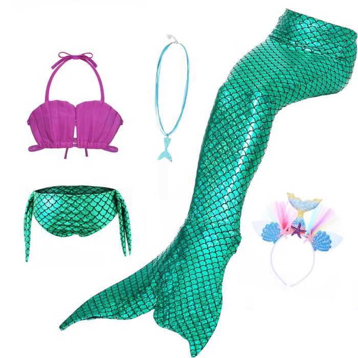 AmzBarley 3 Pièces Petite Filles Maillot de Bain Princesse Queue de Sirène Bikini Cosplay plage Ensembles