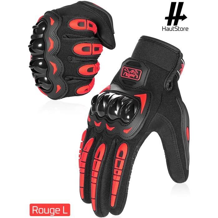 HautStore Gants de Moto, Pour la Course de Moto, VTT, Escalade, Chasse, Motocross et Autres Sports de Plein Air, Rouge L