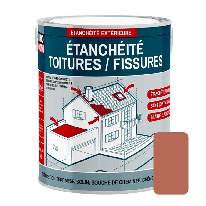 Peinture d'étanchéité pour toiture, réparation tuiles, fissures, anti-fuites, anti-mousse, décore et protège 0.75 litresTerre cuite