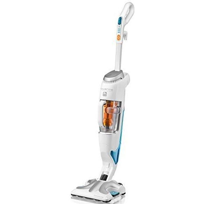 Rowenta RY7557WH Aspirateur Balai Nettoyeur Vapeur Clean & Steam Sans Détergent Autonomie jusqu'à 40 min 1700W Blanc RY7557W