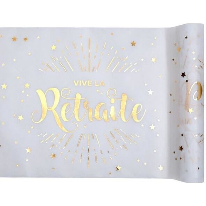 Chemin de table retraite blanc et or (x1) REF/5726