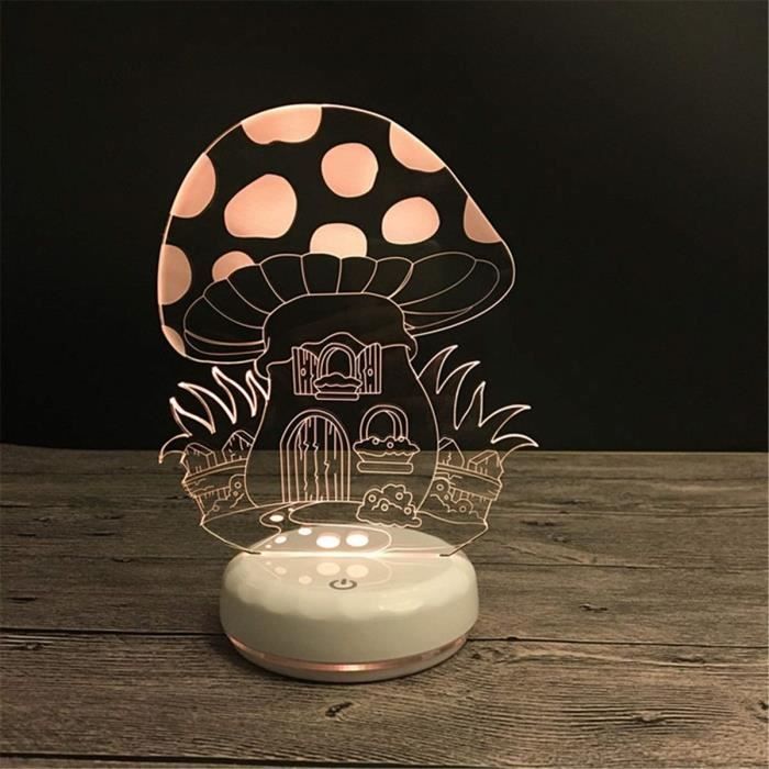 Décoratif USB Champignon 3D Télécommande Optique ILLusion Veilleuse Lumineux Blanc Base Couleurs Table à langer Lampe de AU589857