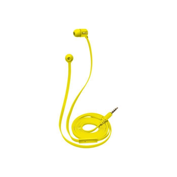 Trust Urban Duga Écouteurs avec micro intra-auriculaire filaire jack 3,5mm jaune fluorescent