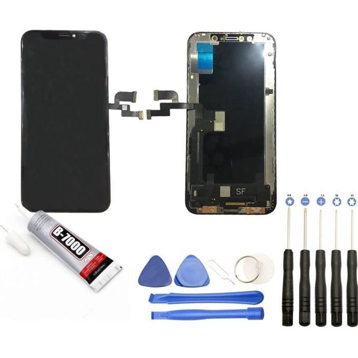 Visiodirect® Ecran complet: Vitre tactile + LCD compatible avec Iphone XS Taille 5.8\
