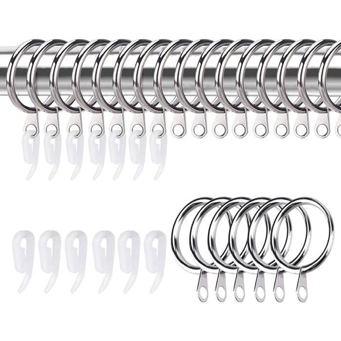 32 Anneaux à Œillets Pour Rideaux Kinsinder | Clipset Blancs | Diamètre Intérieur 40mm | Silencieux
