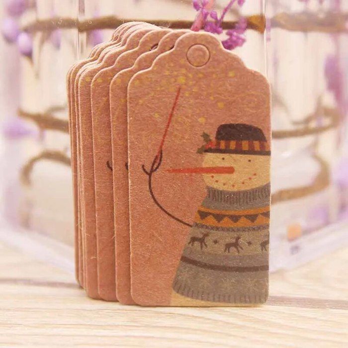 Étiquettes volantes imprimées en kraft blanc,étiquettes cadeaux joyeux ...