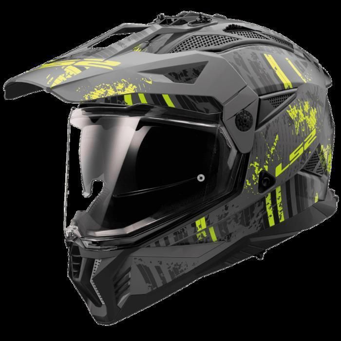 LS2 MX702 Pioneer II Crazy - Matte Black / Grey / Hi-Vis Yellow main image 1