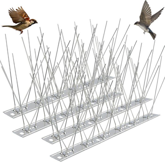 8 Pics Anti-Pigeon En Acier Inoxydable - Protection Pour Balcon, Rebords Et Toits Contre Oiseaux Et Chats