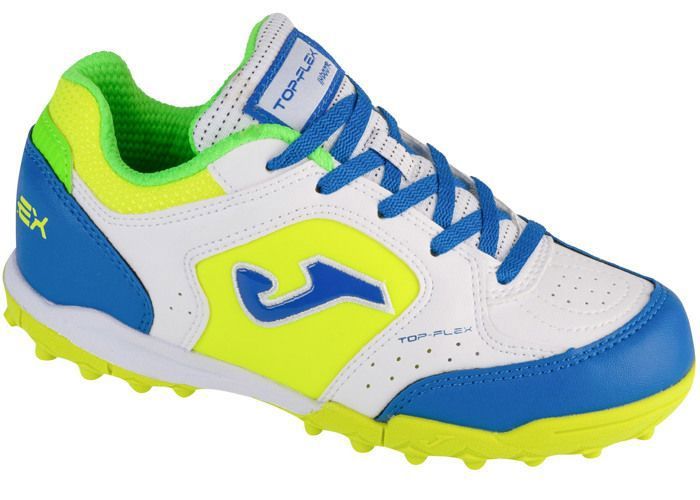 Chaussures de foot turf - Joma - Top Flex Jr 24 TPJW TF - Blanc - Cuir synthétique - Amorti et adhérence