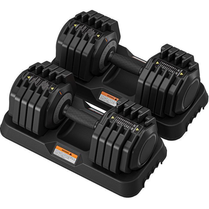 Haltères Réglables 3 En 1 - Poids Ajustable 44 Lbs (66 Lbs Max) - Acier - Jeu De 2 Haltères - Neuf