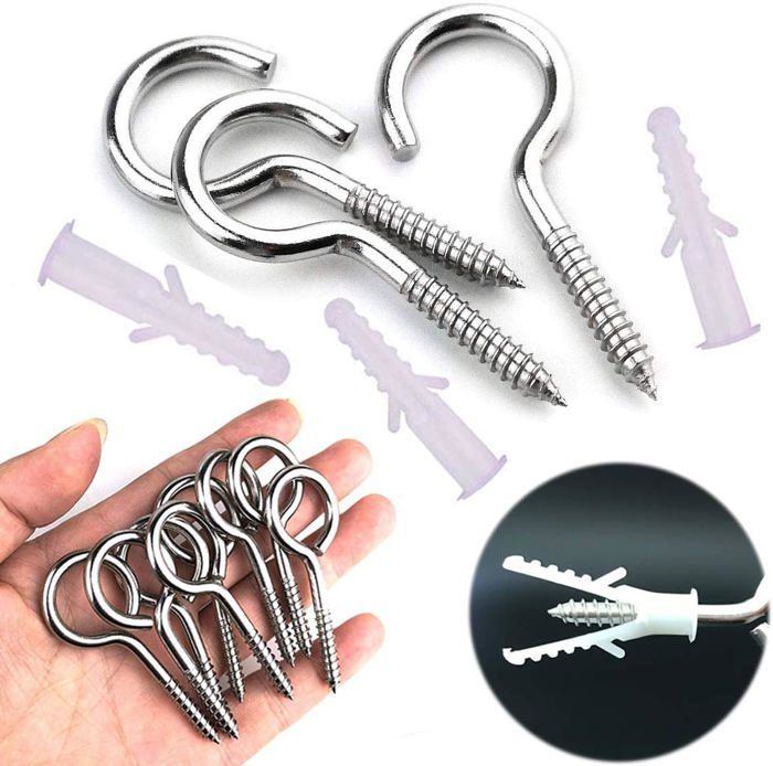 Câble Acier Inoxydable 2 Mm - Longueur Réglable, Crochet Et œillet - Supporte Jusqu'à 40 Kg - Lot De 2 X 2 M