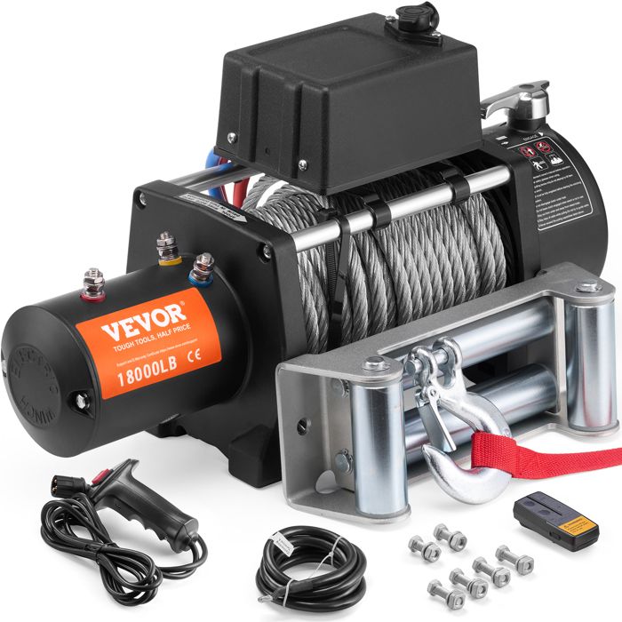 Treuil Électrique 12V 4000 LB - Avec Télécommande, Câble Acier 15m