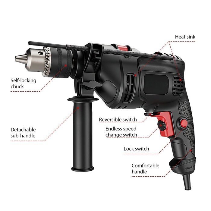Perceuse visseuse sans fil - 3000 tr/min - Bouton de verrouillage - Vitesse variable - Perceuse à percussion - Perceuse électrique