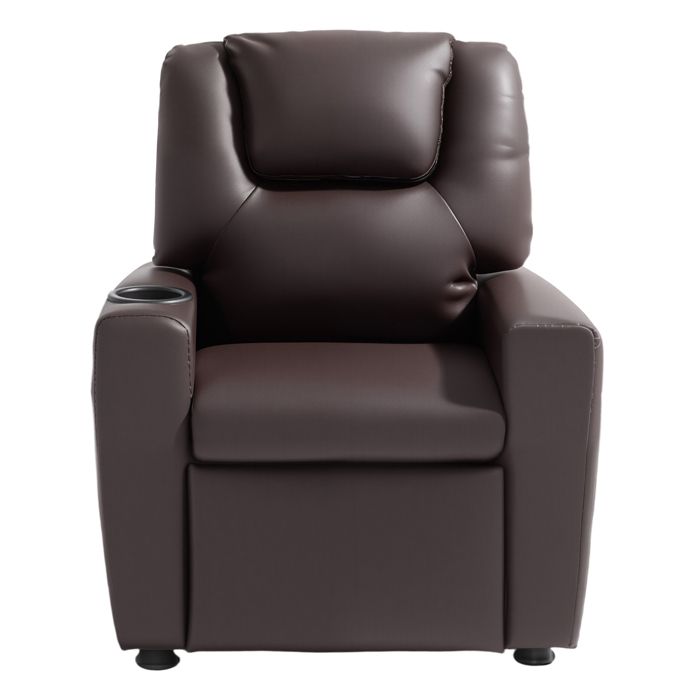 Fauteuil Inclinable Enfant - DUOKU - Chaise Ergonomique - Dossier Réglable 101°-121° - Marron - Porte-gobelet