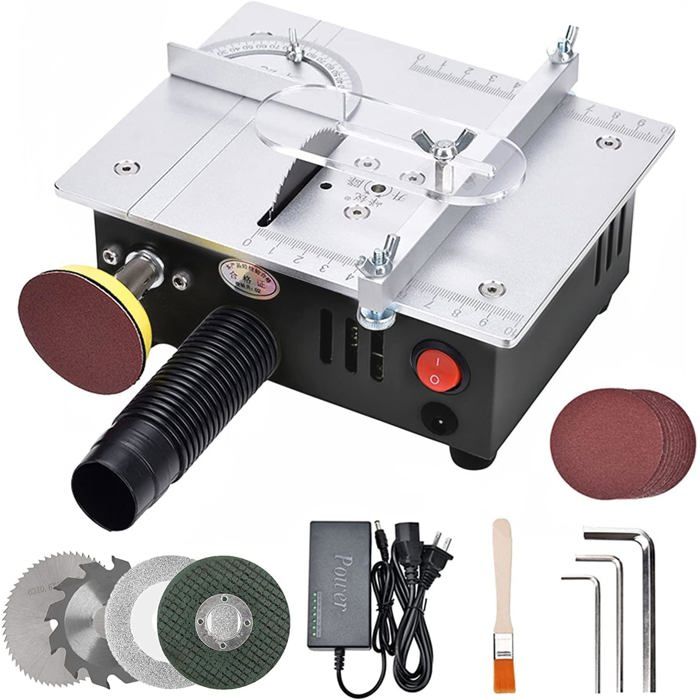 Mini scie circulaire de table avec 4 lames,alimentation 7 vitesses réglable Table Saw de