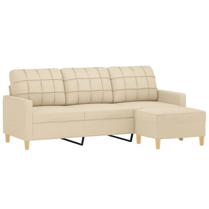 BEL-ACHAT* Canapé relax - Modèle droit - position fixe - Sofa à 3 places avec repose-pieds Crème 180 cm Tissu Prom85729478