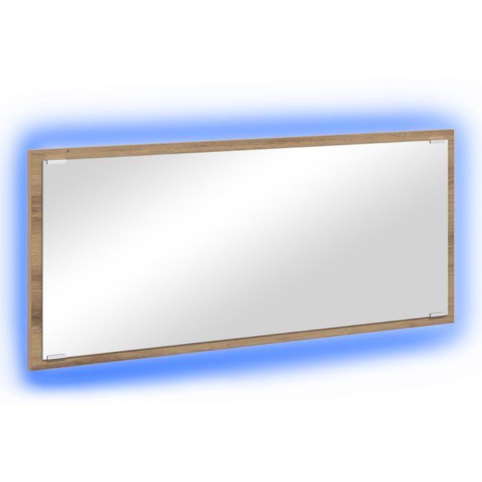 Miroir de salle de bain en chêne - VIDAXL - Éclairage LED intégré - Bois naturel - Rectangulaire - Marron - À suspendre