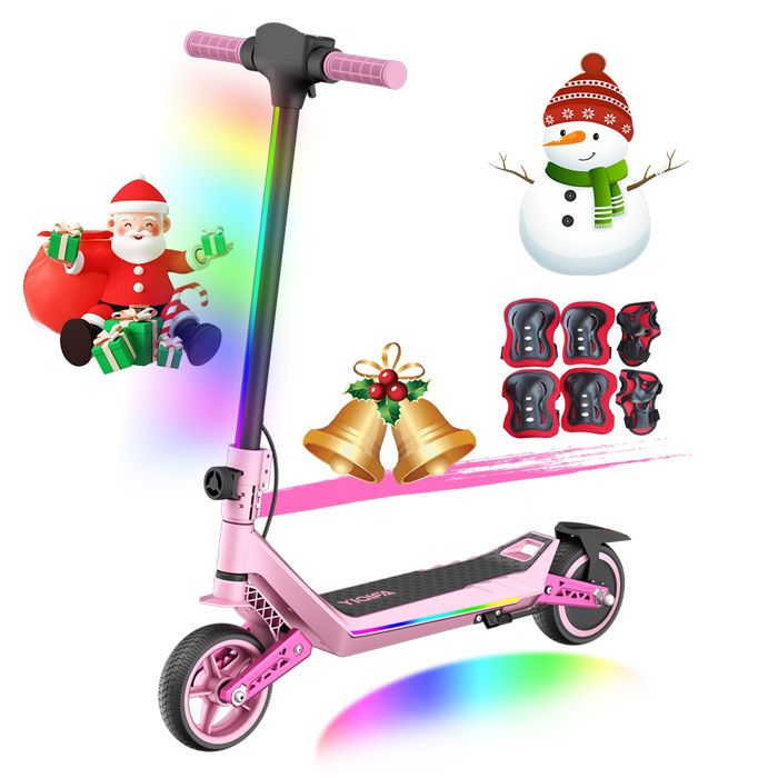 Trottinette Électrique Enfant - Double Suspension - Roues 65 - Pliable - Moteur 130W - Autonomie 8KM - 16km/h - écran LCD - Rose