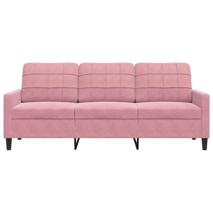 Promotion janvier Canapé à 3 places - MANGO - SOFA TRIPLE - Rose 180 cm - velours - SS1115